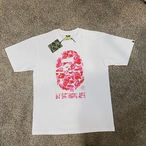 A Bathing Ape Big Head White/Pink Bape Tee Size Medium Brand New
